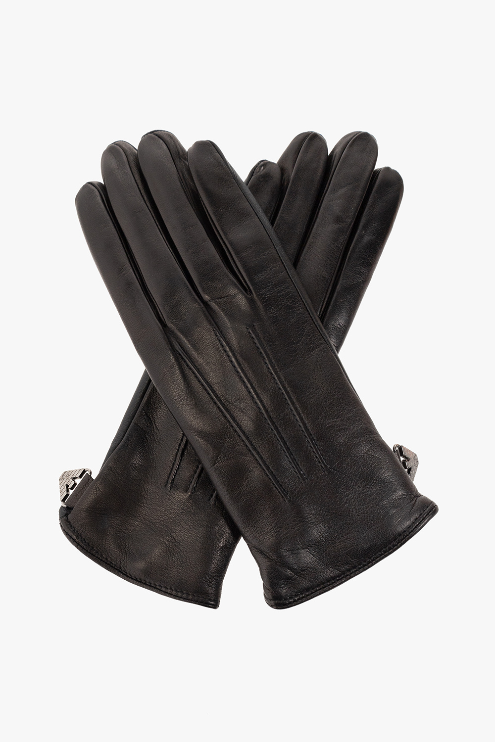 IetpShops Germany Black Leather gloves Emporio Armani